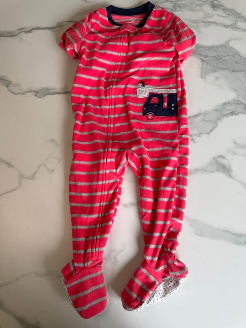 Carter's 18m Pink Gray Stripe Truck Sleeper