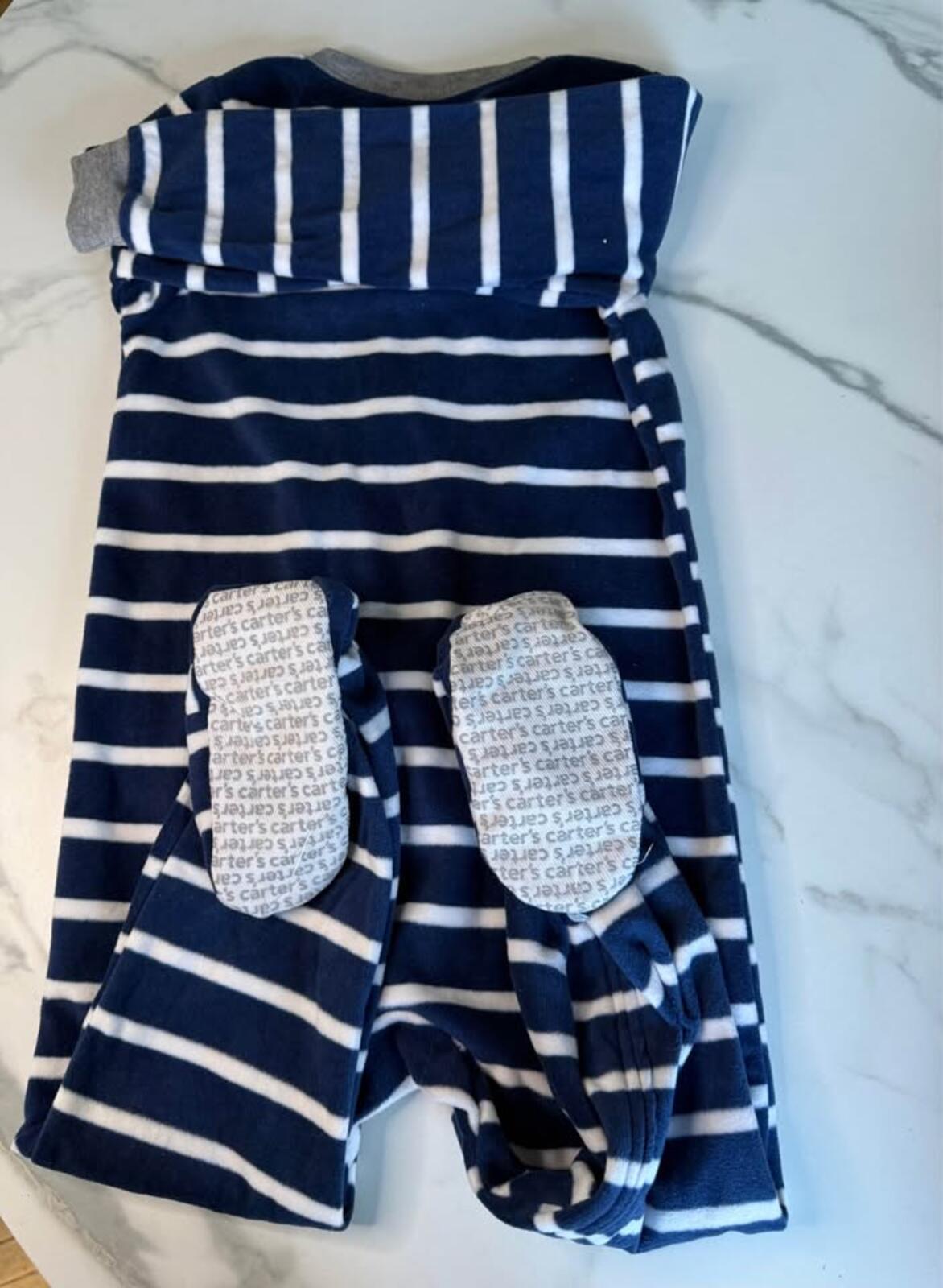 Carter's 5T Football Footed Pajama Blue Stripe
