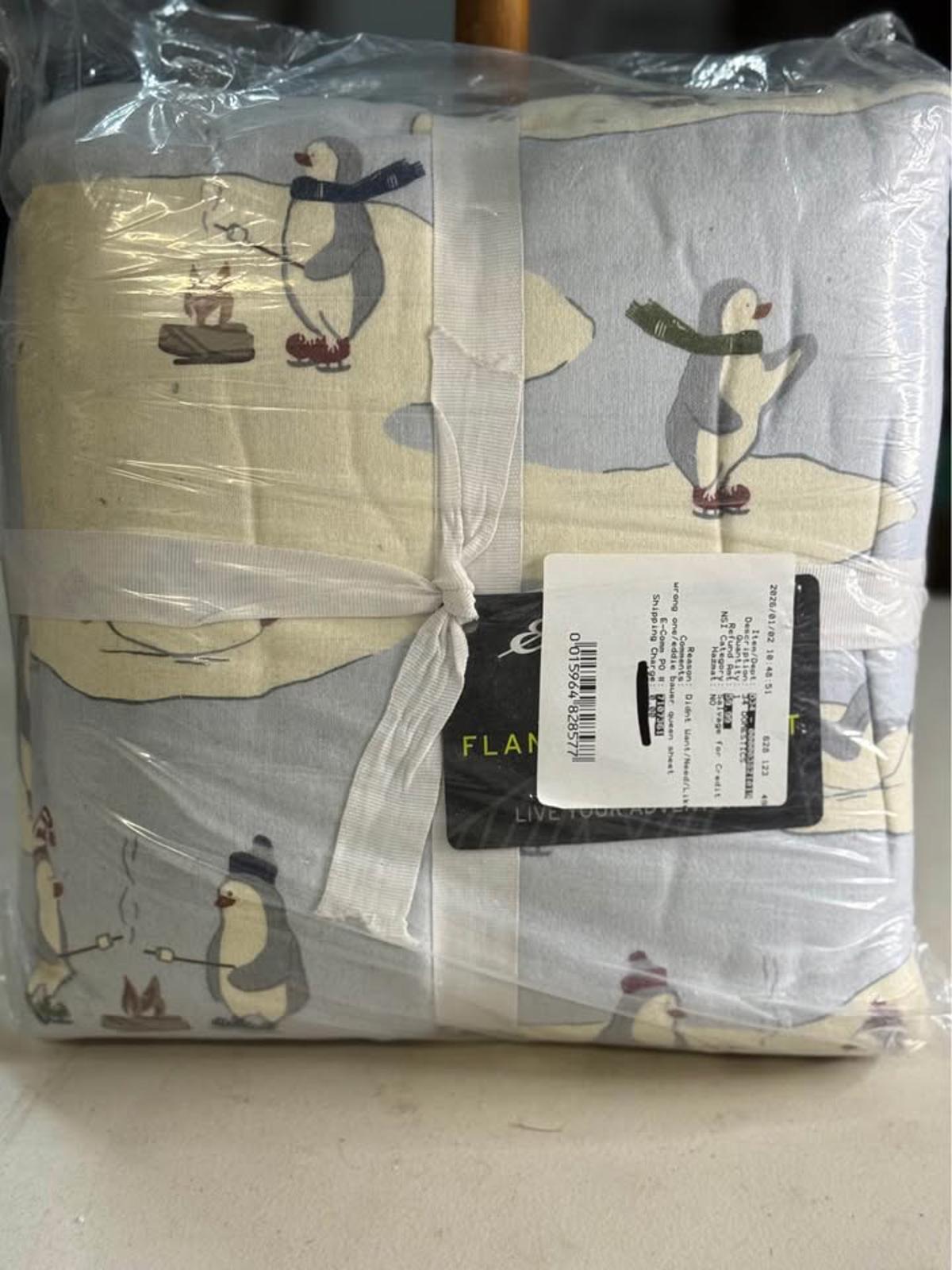 Eddie Bauer Queen Flannel Sheet Set Penguin Design