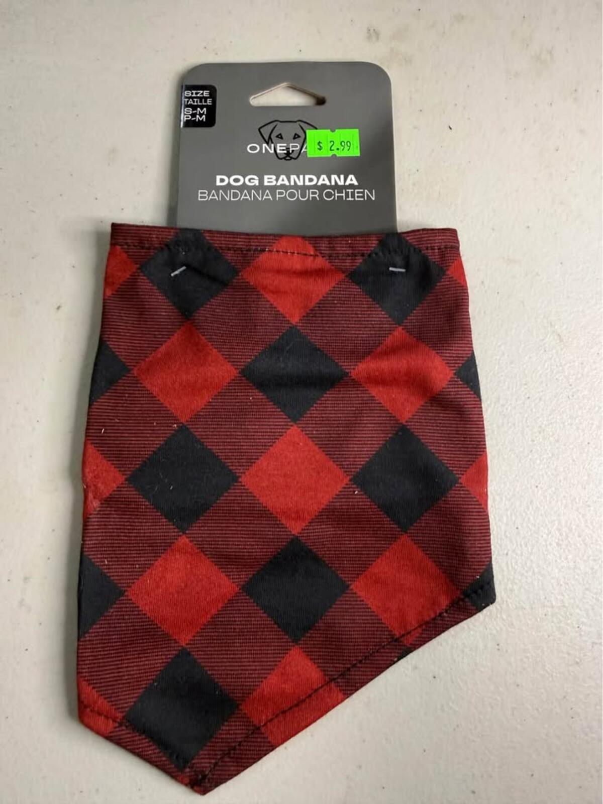 ONEPA Dog Bandana S-M Red Black Plaid