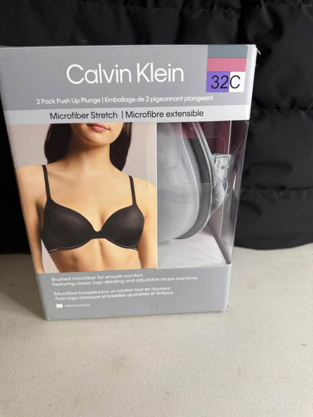 Calvin Klein 2 Pack Push Up Plunge Bras 32C Microfiber