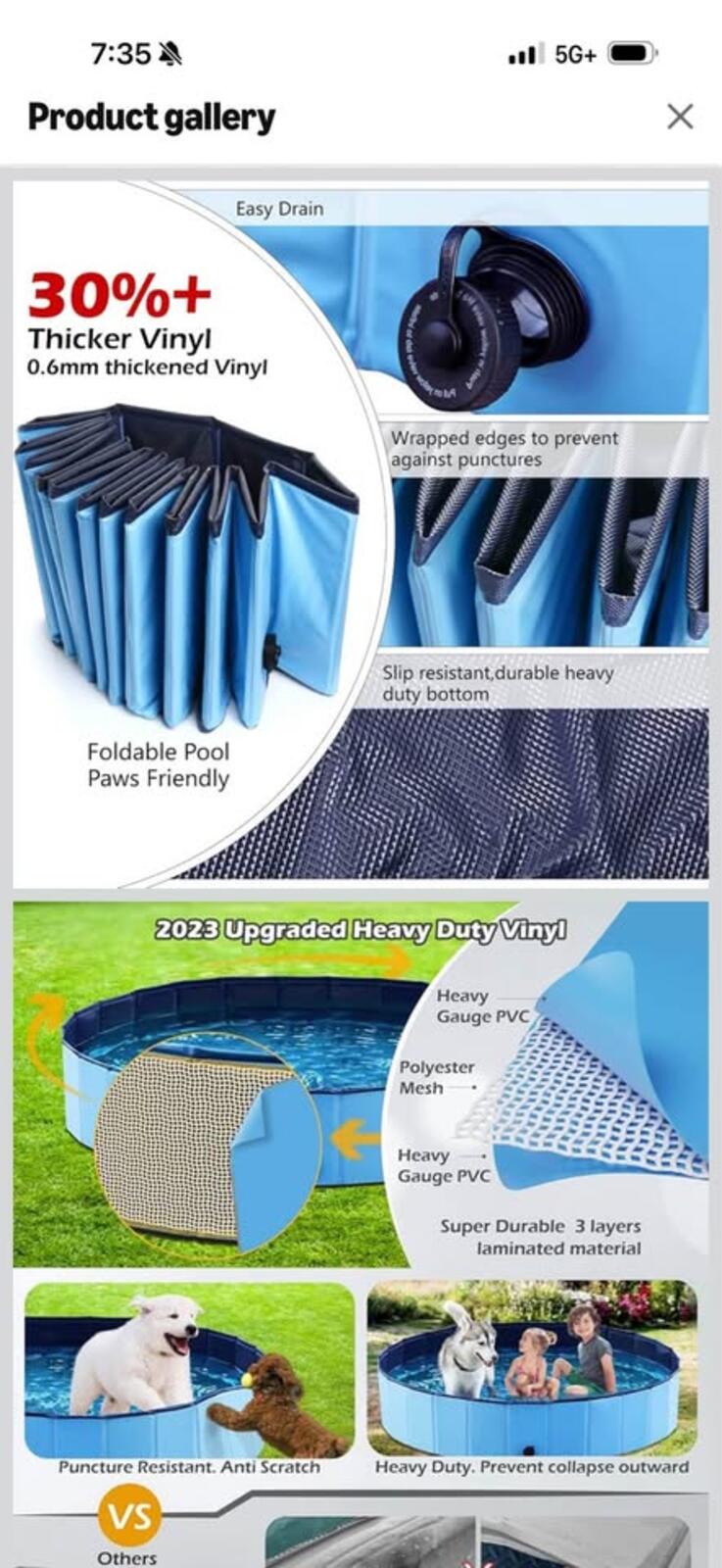 Jasonwell Foldable Dog Pool XXXL