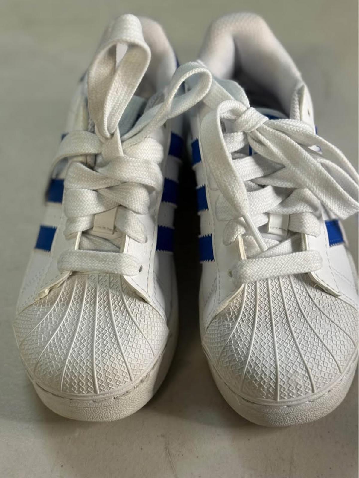 Adidas Superstar White Blue Sneakers kids size 13