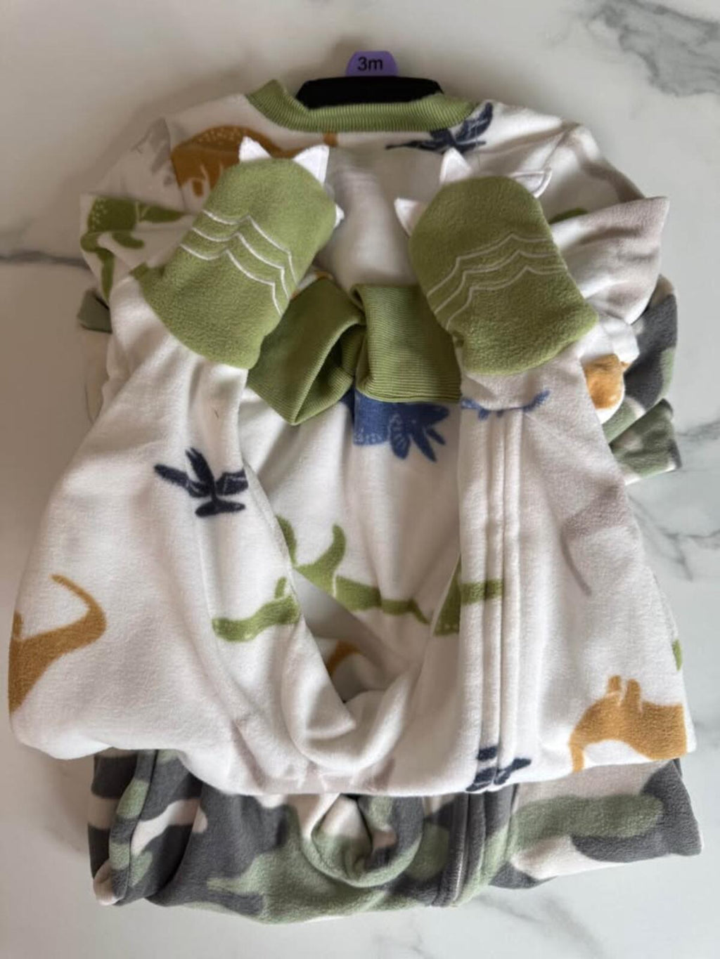 Carter's 3m Baby Sleep & Play Outfits - Dino Camo & Animal Print 2 Pack