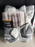 Life Comfort Ultimate Throw grey white plaid blanket