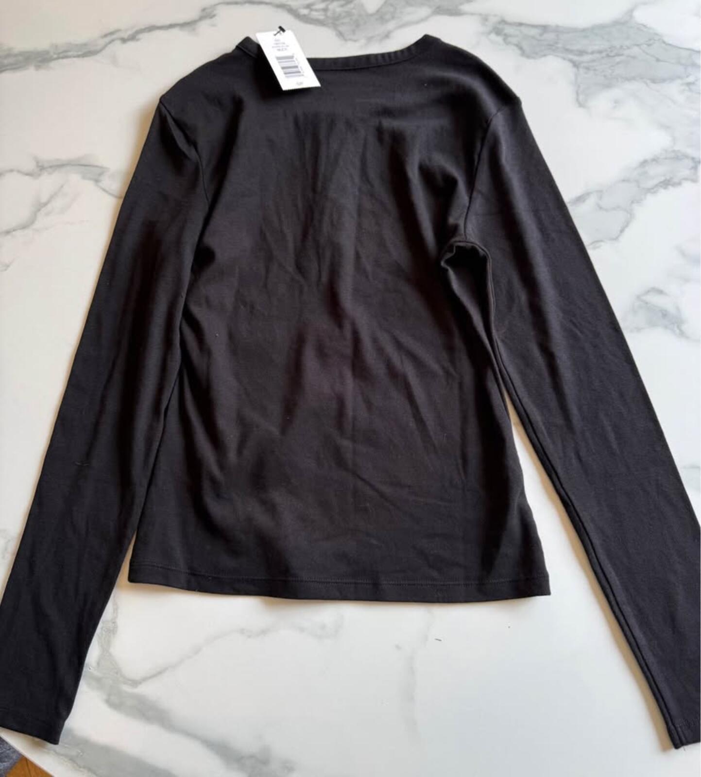 Calvin Klein Black Henley Long Sleeve Shirt S/P NWT