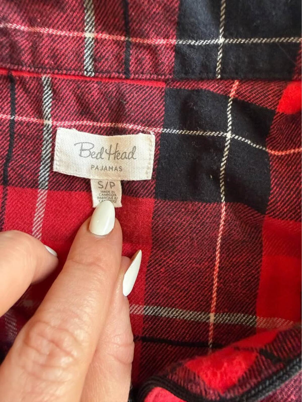 Bed Head Red Black Plaid Flannel Pajama Top S/P