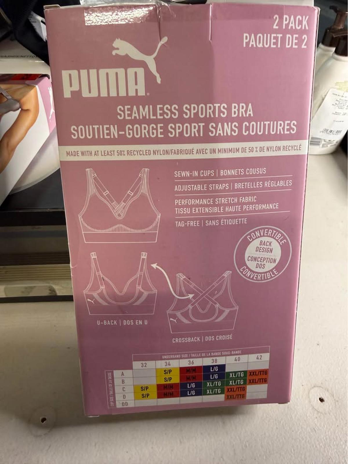 Puma 2 Pack Seamless Sports Bras LG Convertible Back