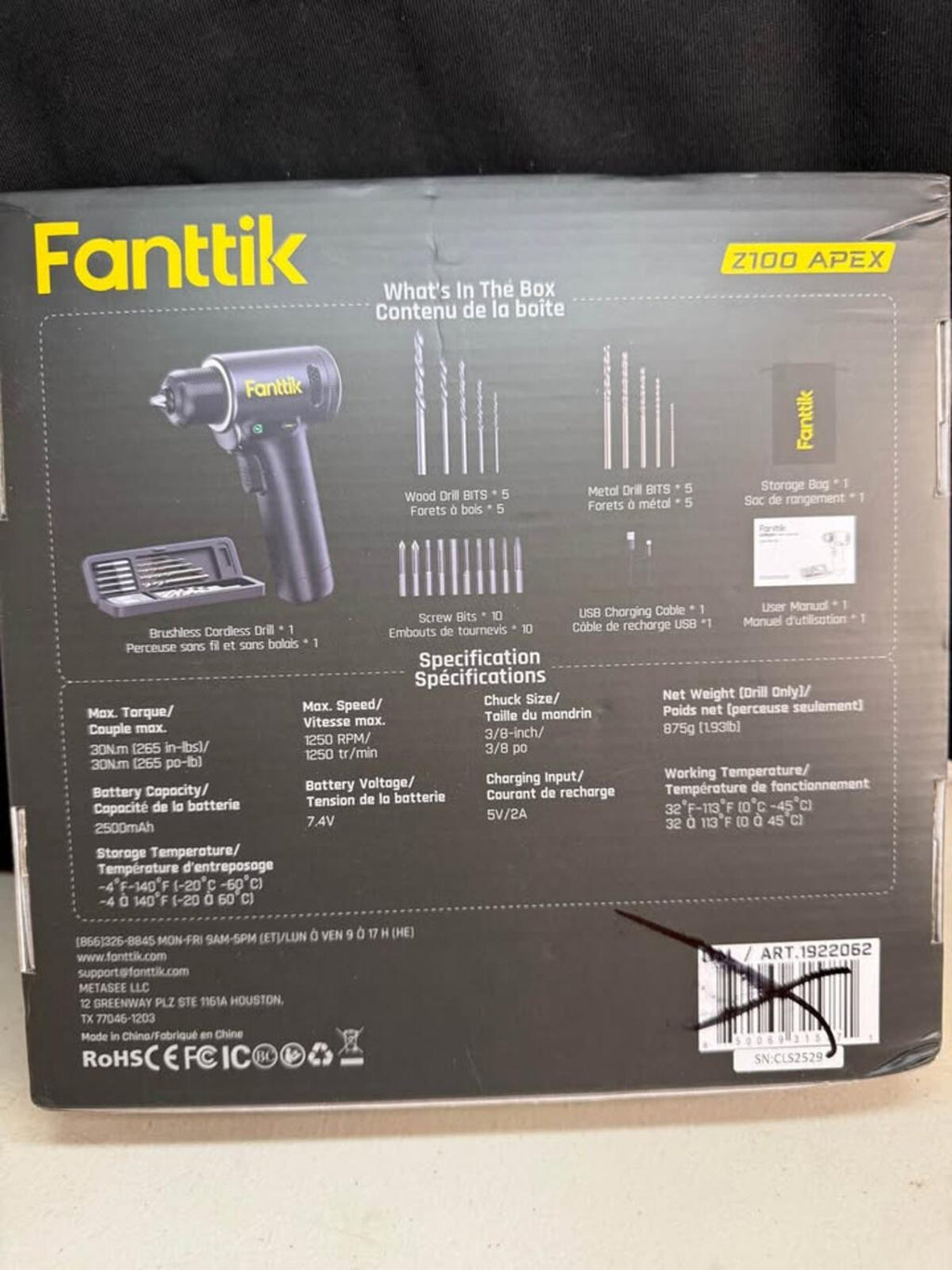 Fanttik Z100 APEX Smart Brushless Cordless Drill with bits