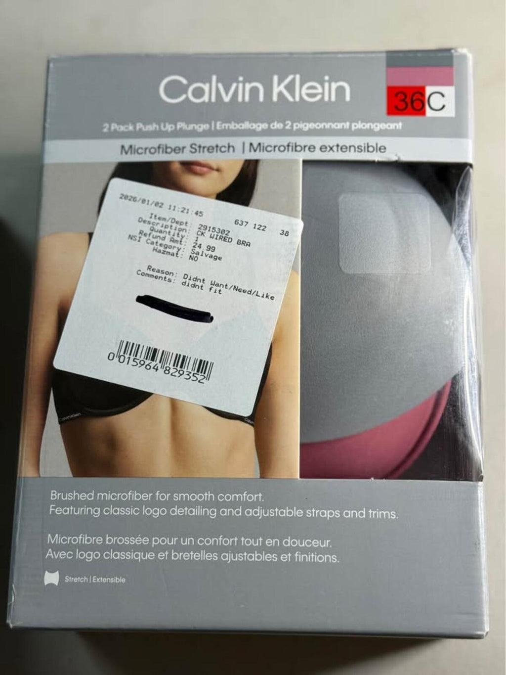 Calvin Klein 2 Pack Push Up Plunge Bras 36C