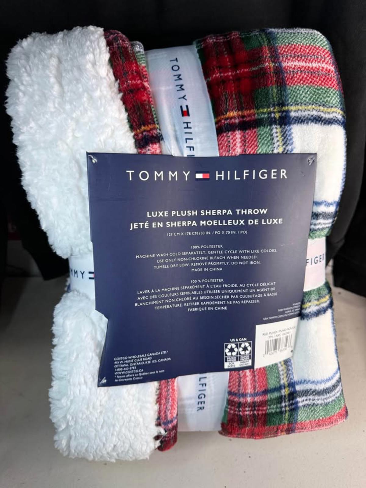 Tommy Hilfiger Plaid Sherpa Throw Blanket New