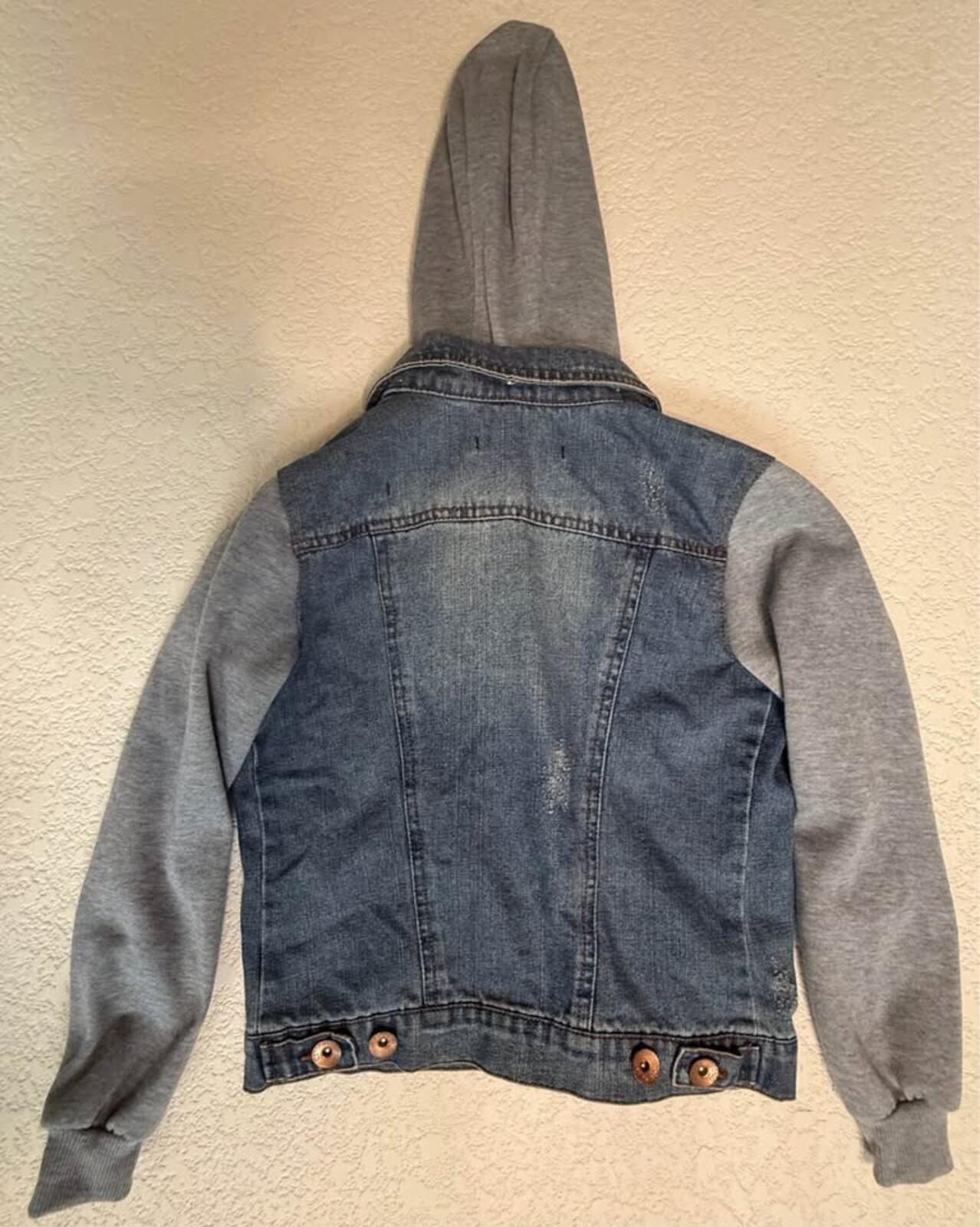 Ci Sono Kids Denim Jacket Hoodie Sleeves Grey Hood Size kids M/10
