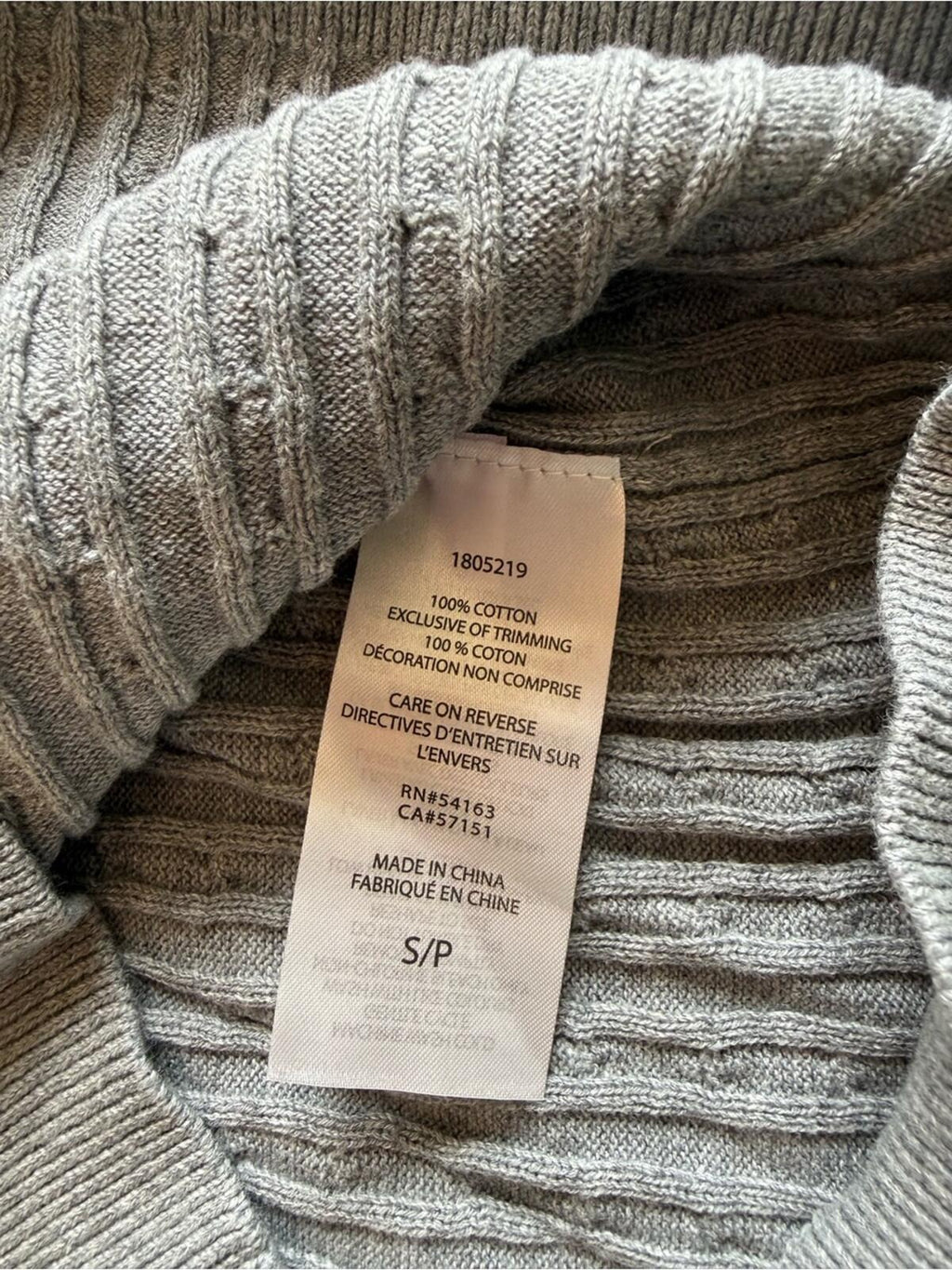 Tommy Hilfiger Light Gray Cable Knit Sweater