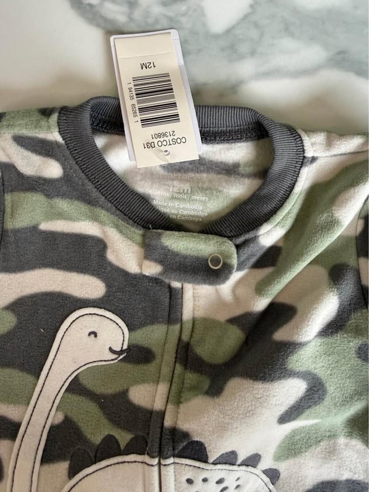 Carter's 12M Camo Dino Footed Sleeper PJs