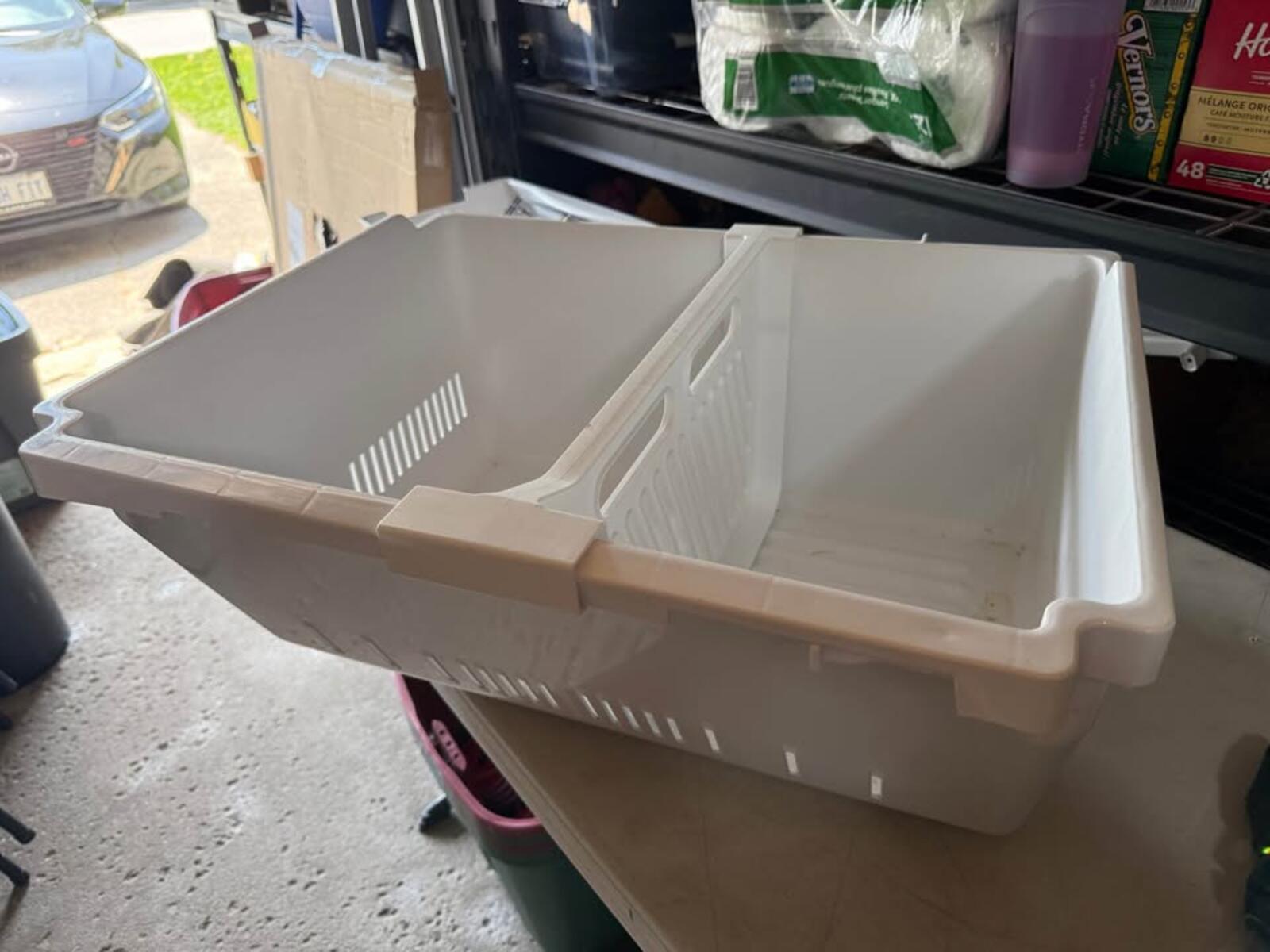 White Plastic Storage Bin with Divider