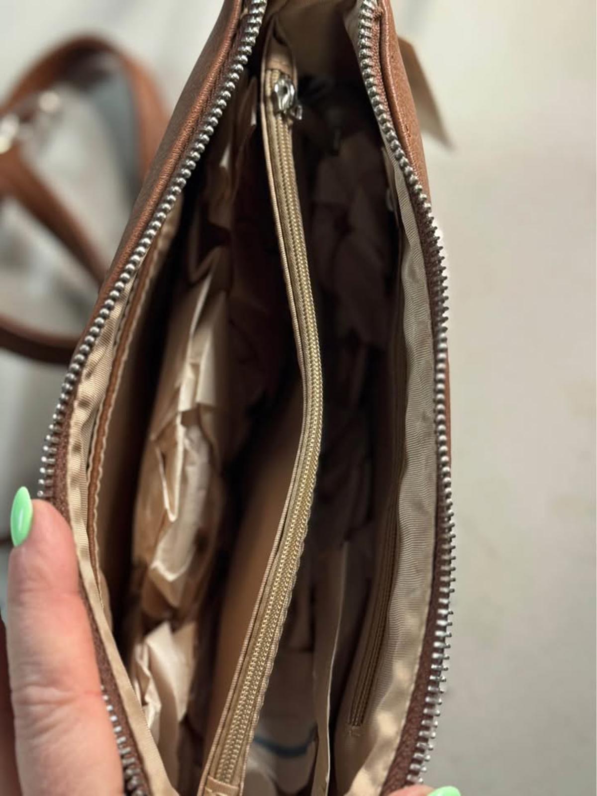 NIUEIMEE ZHOU Brown Faux Leather Shoulder Bag Clutch