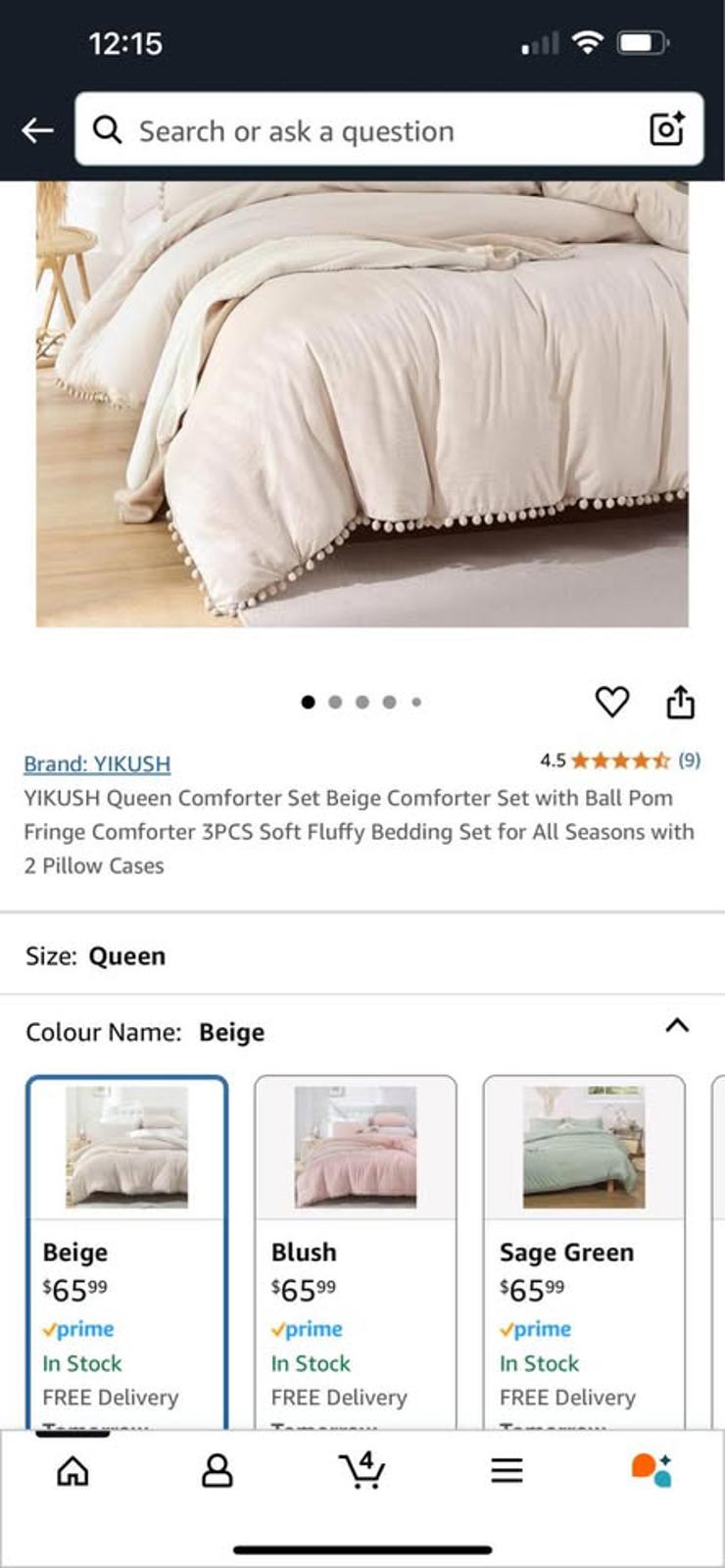Queen bedding set with 2 pillow cases
