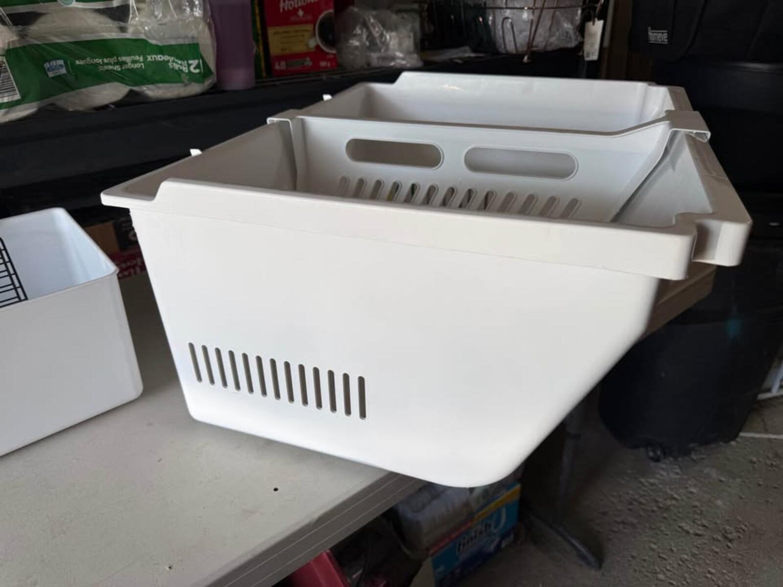 White Plastic Storage Bin with Divider
