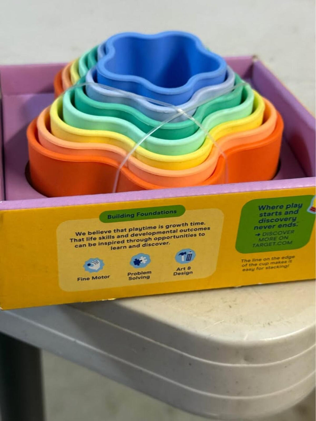 Giggle Scope Rainbow Silicone Cup Stacker baby toy
