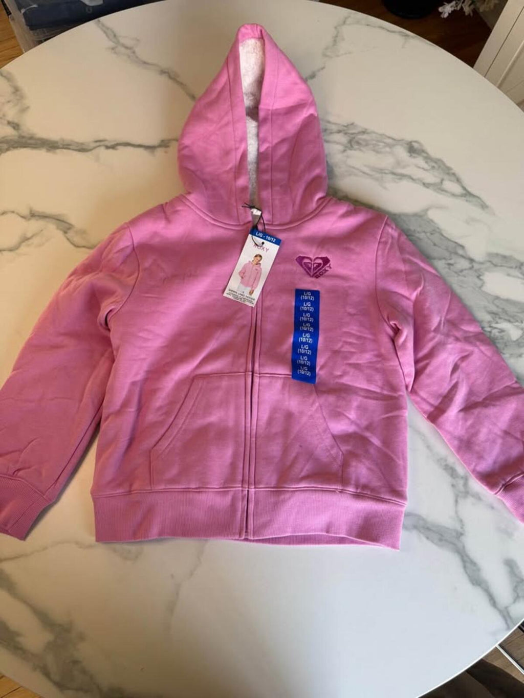 Roxy Pink Sherpa Lined Hoodie GIRLS L/G (10/12)