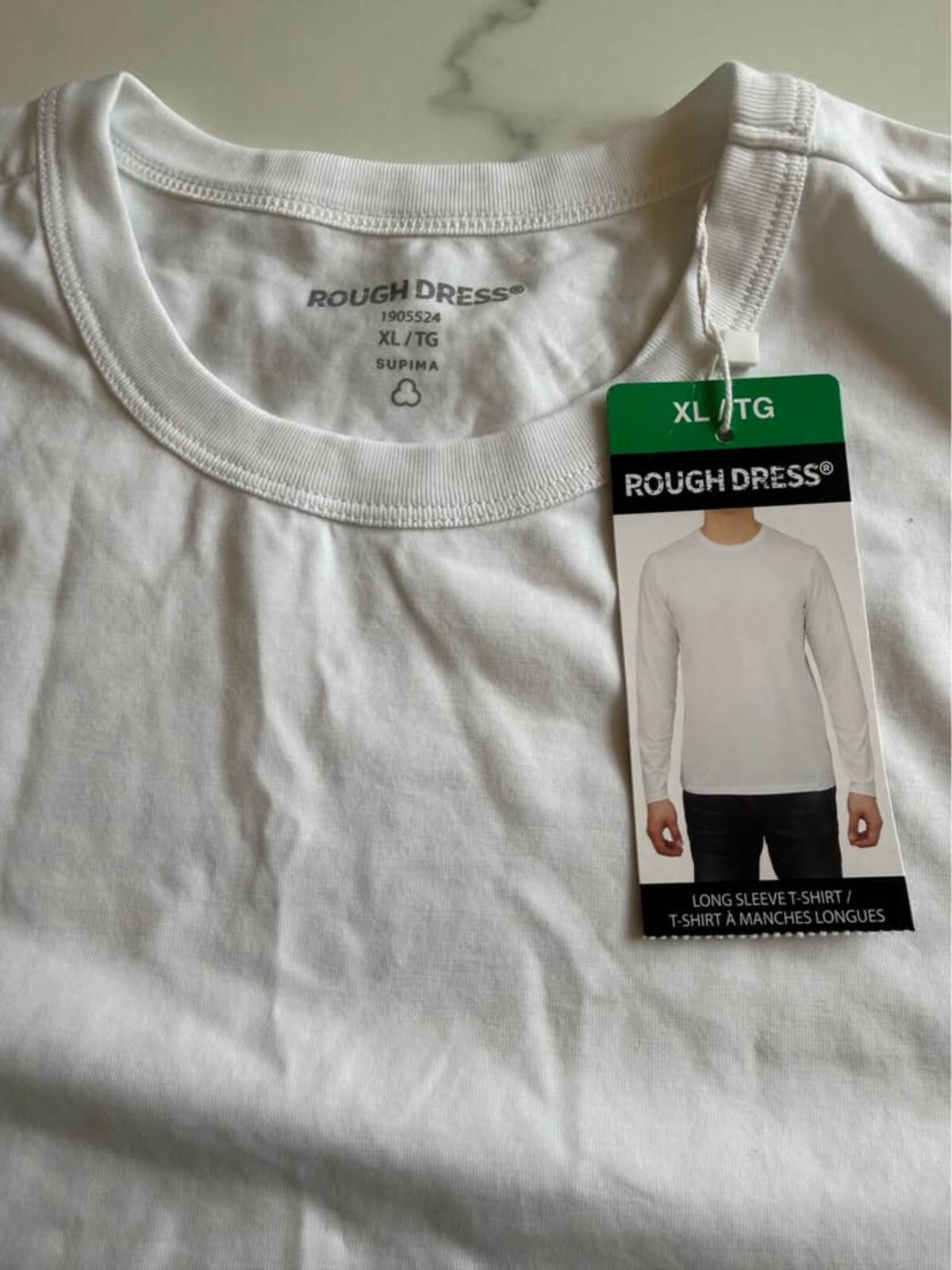 ROUGH DRESS White Long Sleeve T-Shirt XL/TG