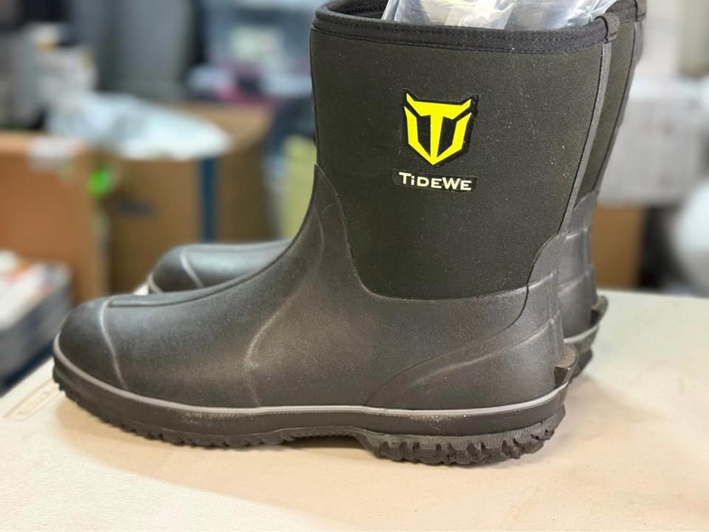 TIDEWE Black Rubber Boots Size 12
