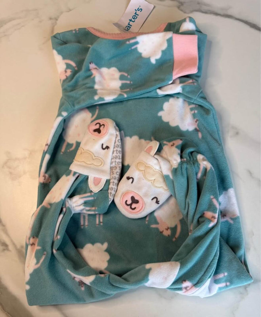 Carter's Baby Sleeper 12m Teal Sheep Fleece Pajamas