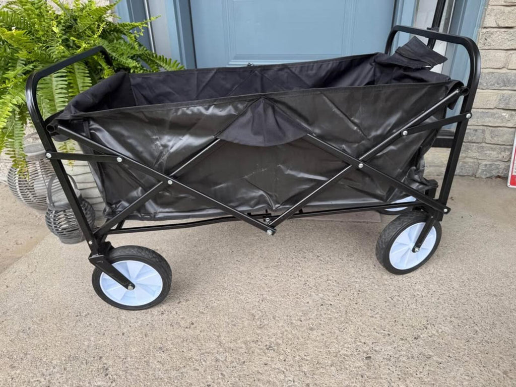 Black folding utility wagon