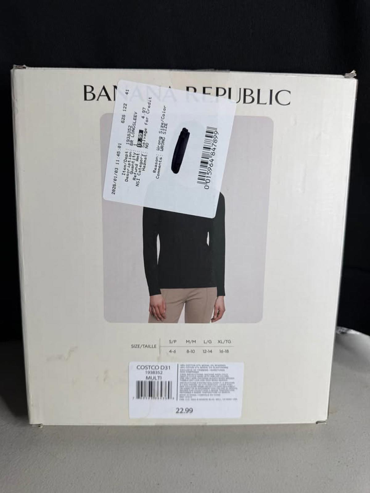 Banana Republic 2-Pack Long Sleeve Rib T-Shirts L Black White