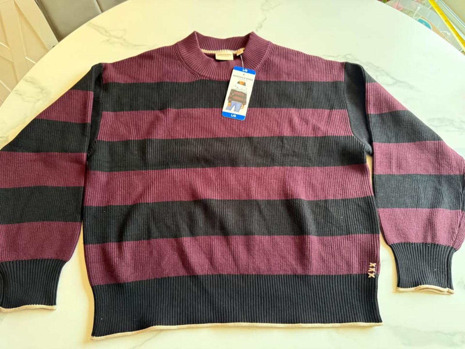 Scotch & Soda Striped Ribbed Mock Neck Sweater L/G