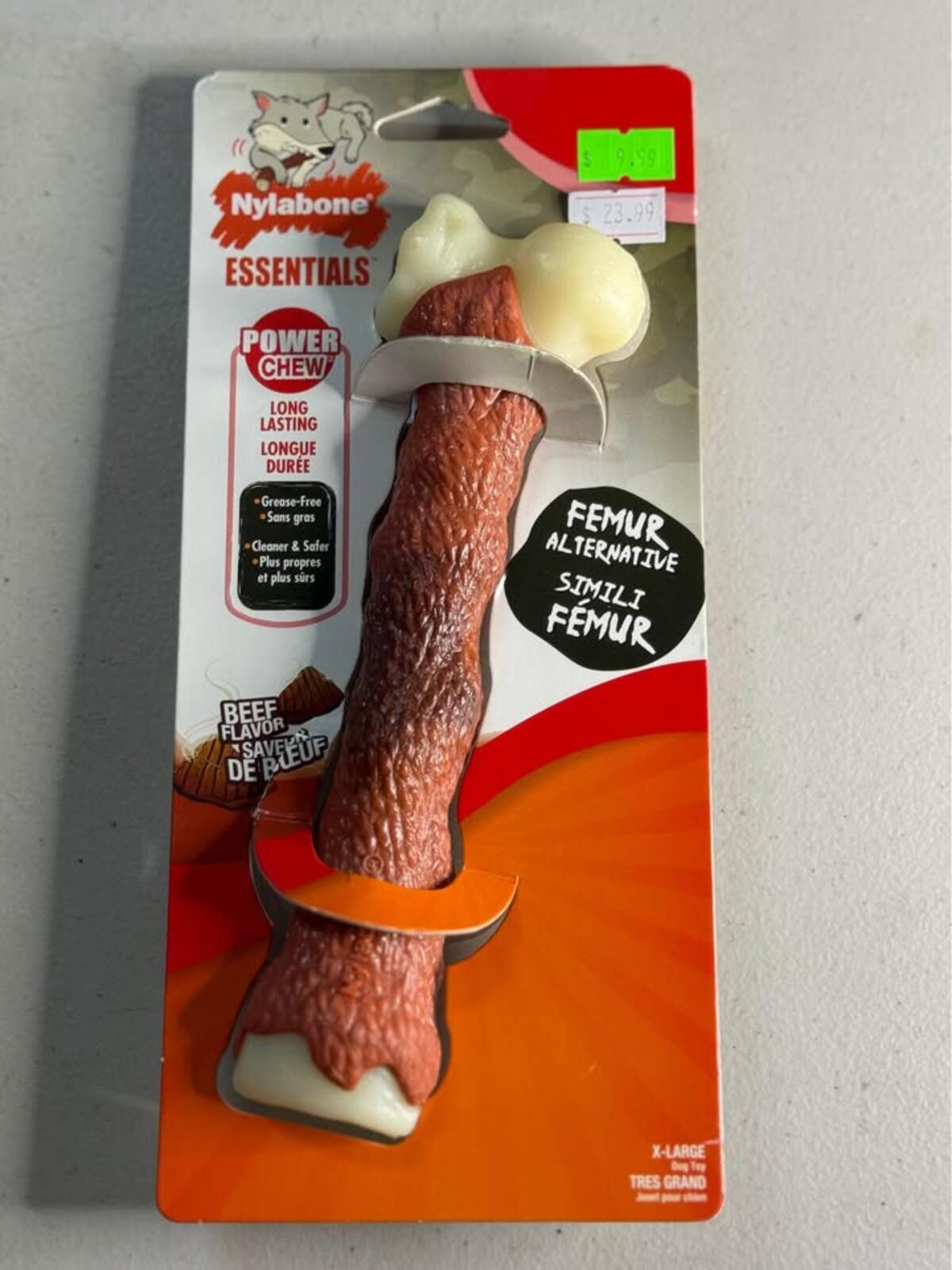 Nylabone Essentials Power Chew Femur Alternative Dog Toy Beef Flavor X-Large