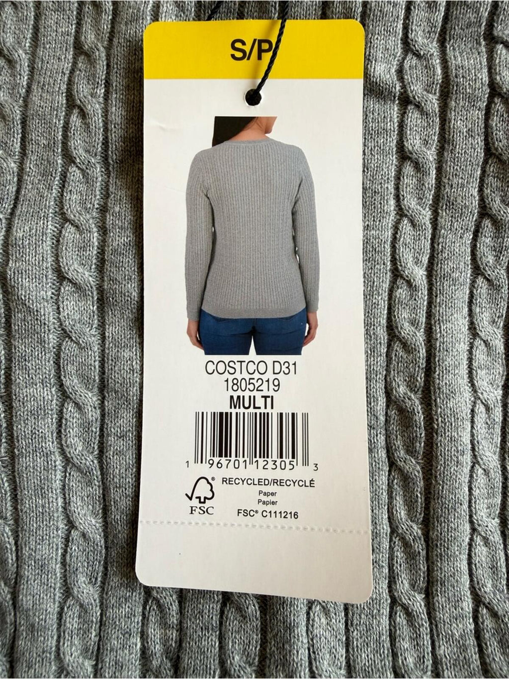 Tommy Hilfiger Light Gray Cable Knit Sweater