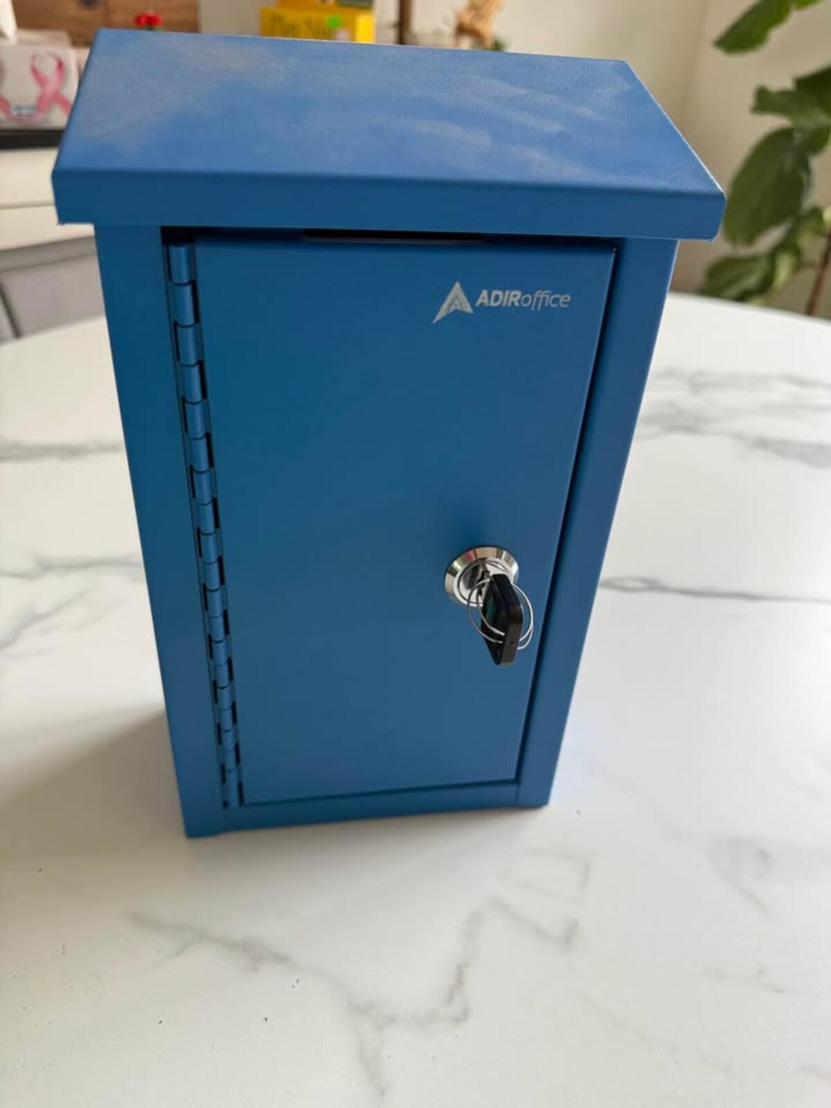 ADIRoffice Blue Metal Mailbox Drop Box with Key