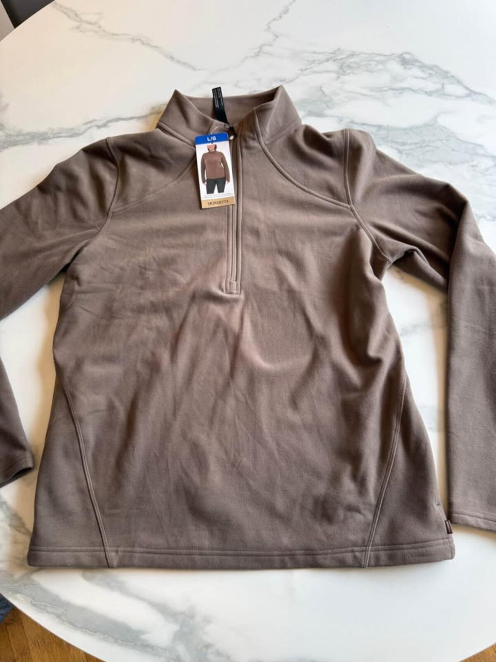 Mondetta Brown Fleece Quarter-Zip Top L/G New