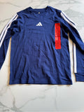 adidas Navy Long-Sleeve Tee with White Stripes