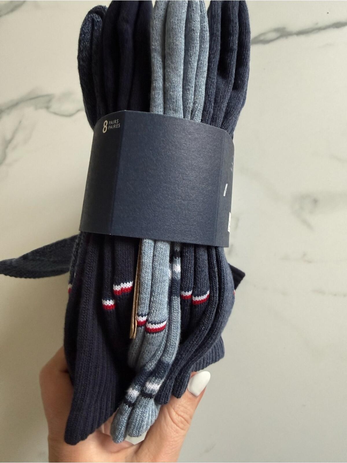 Tommy Hilfiger Navy, Heather Gray & Light Blue Cushion Crew Socks 6 Pack