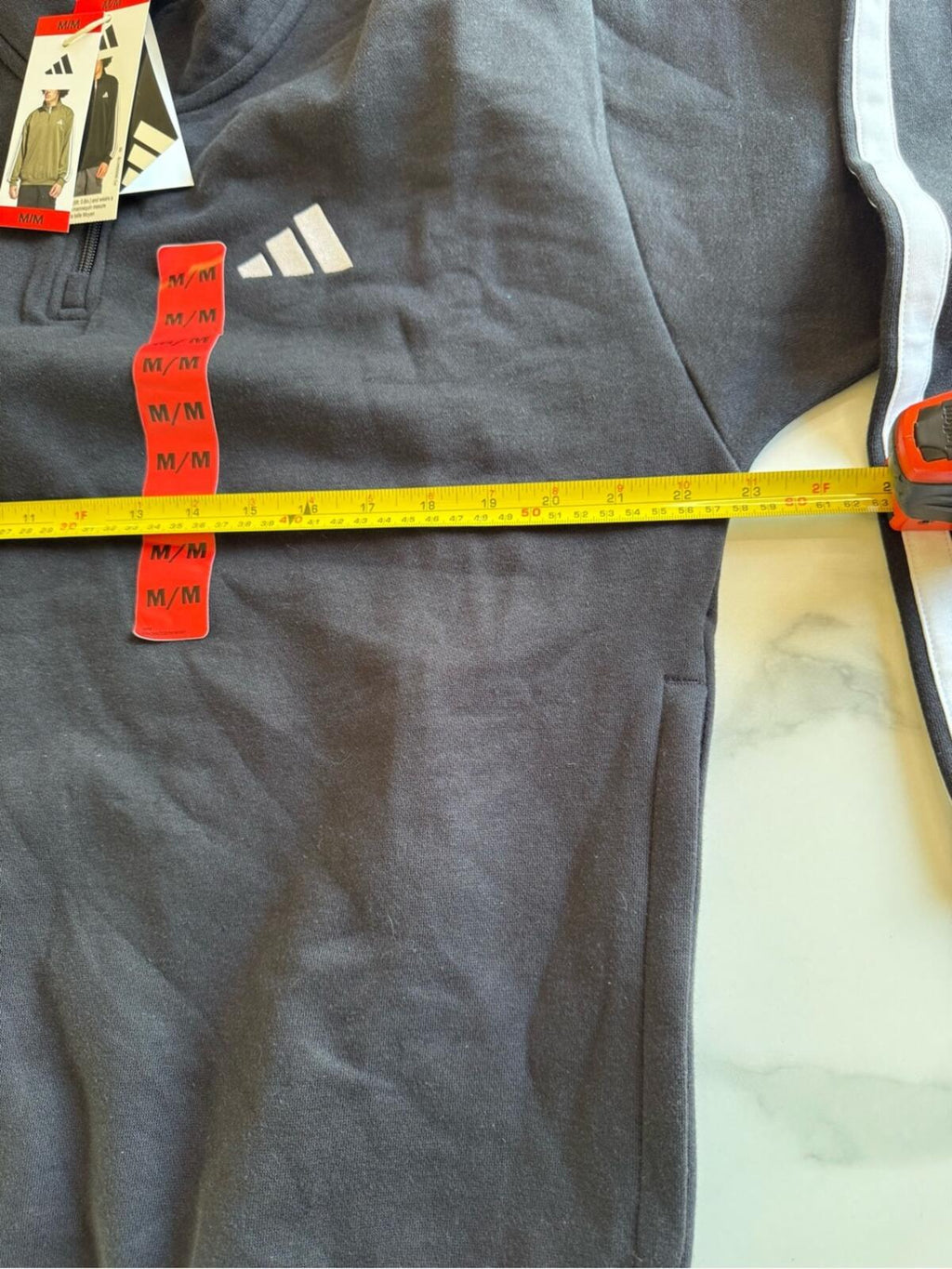 adidas Black Quarter-Zip Pullover with White Logo