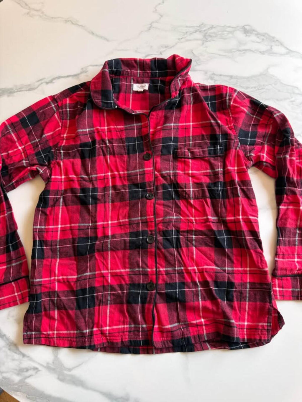 Bed Head Red Black Plaid Flannel Pajama Top S/P