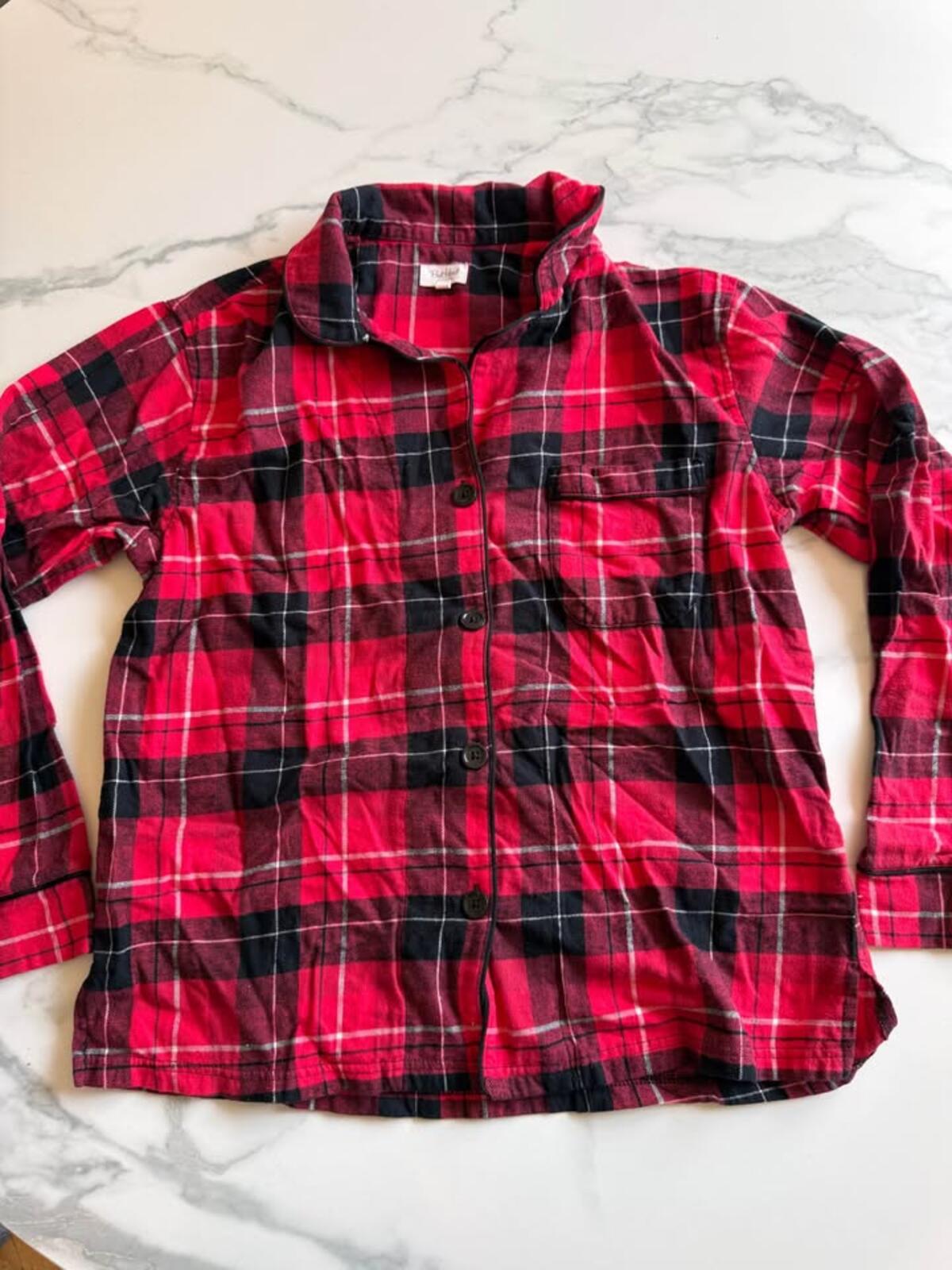 Bed Head Red Black Plaid Flannel Pajama Top S/P