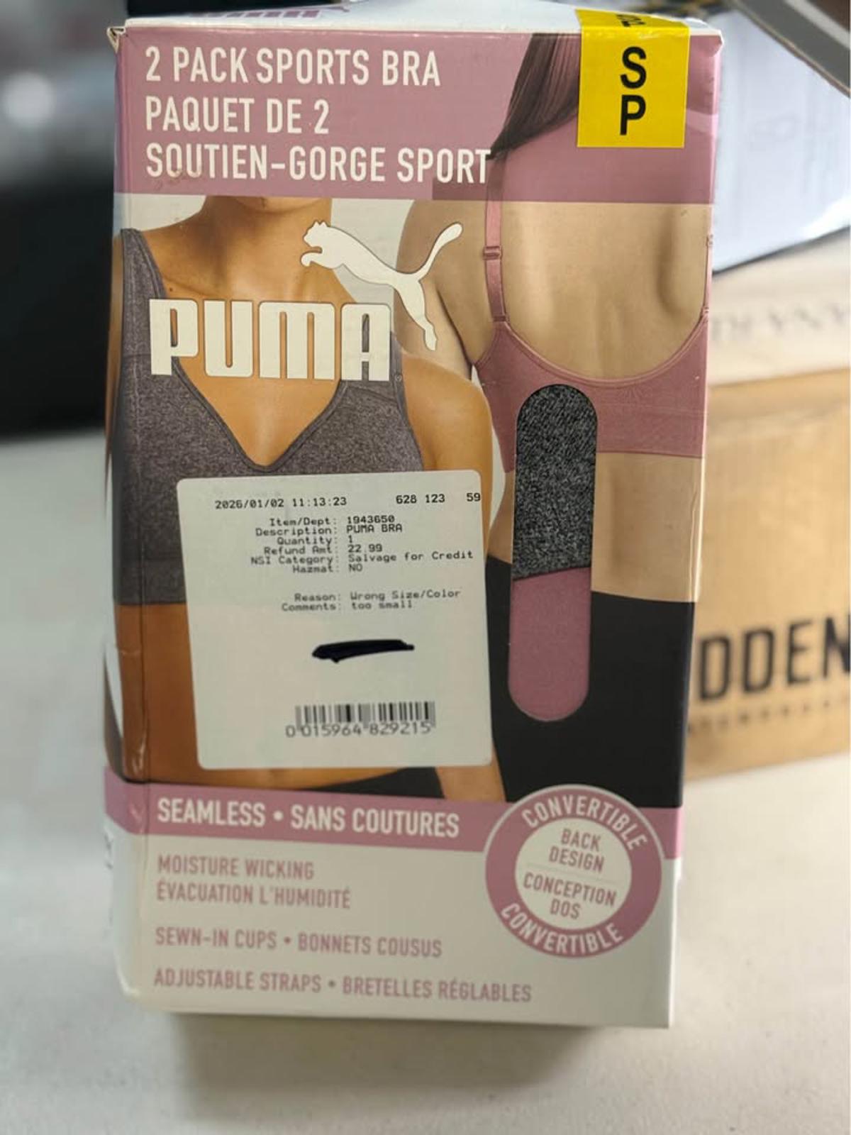 Puma 2 Pack Seamless Sports Bras Small