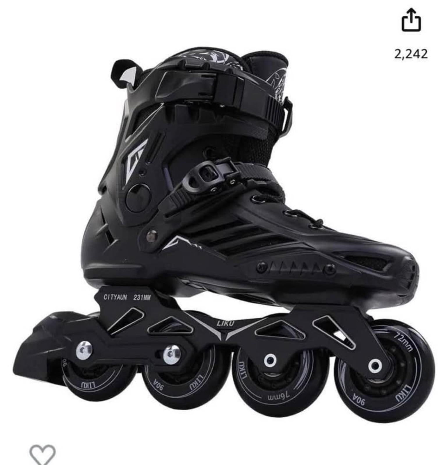 New LIKU Black Inline Skates w/ Accessories