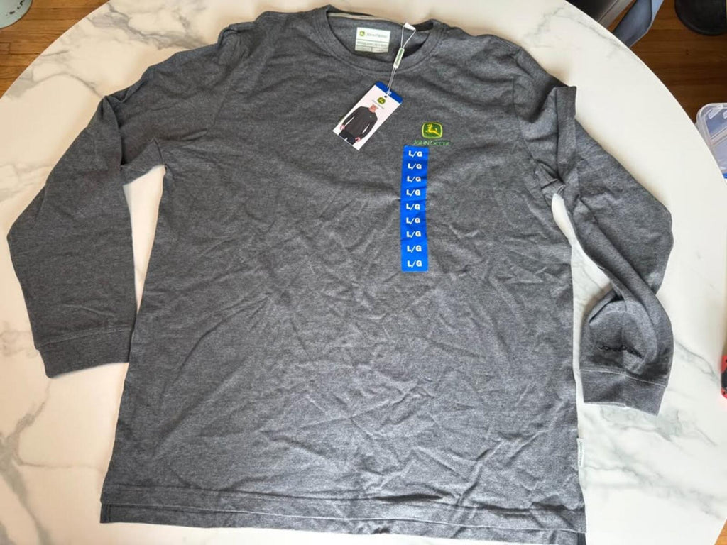 John Deere Gray Long Sleeve Shirt Large New with Tags