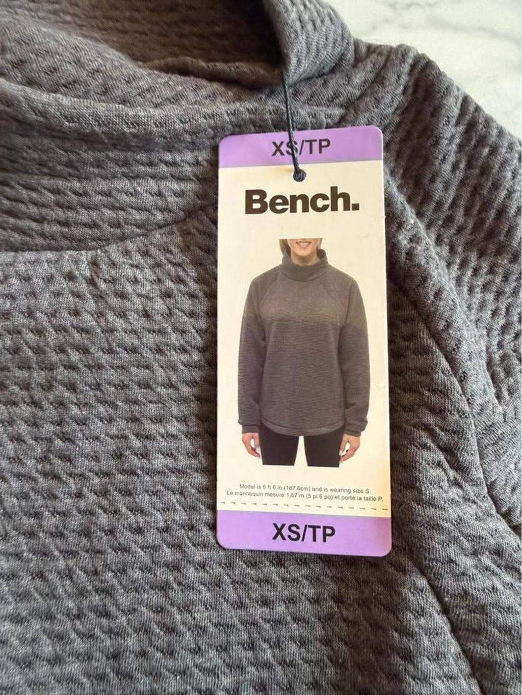 Bench. Waffle Knit High Neck Top XS/TP