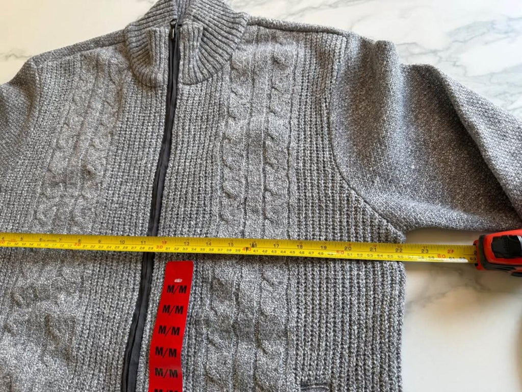 Buffalo David Bitton Men's Grey Full-Zip Cable Knit Sweater M/M