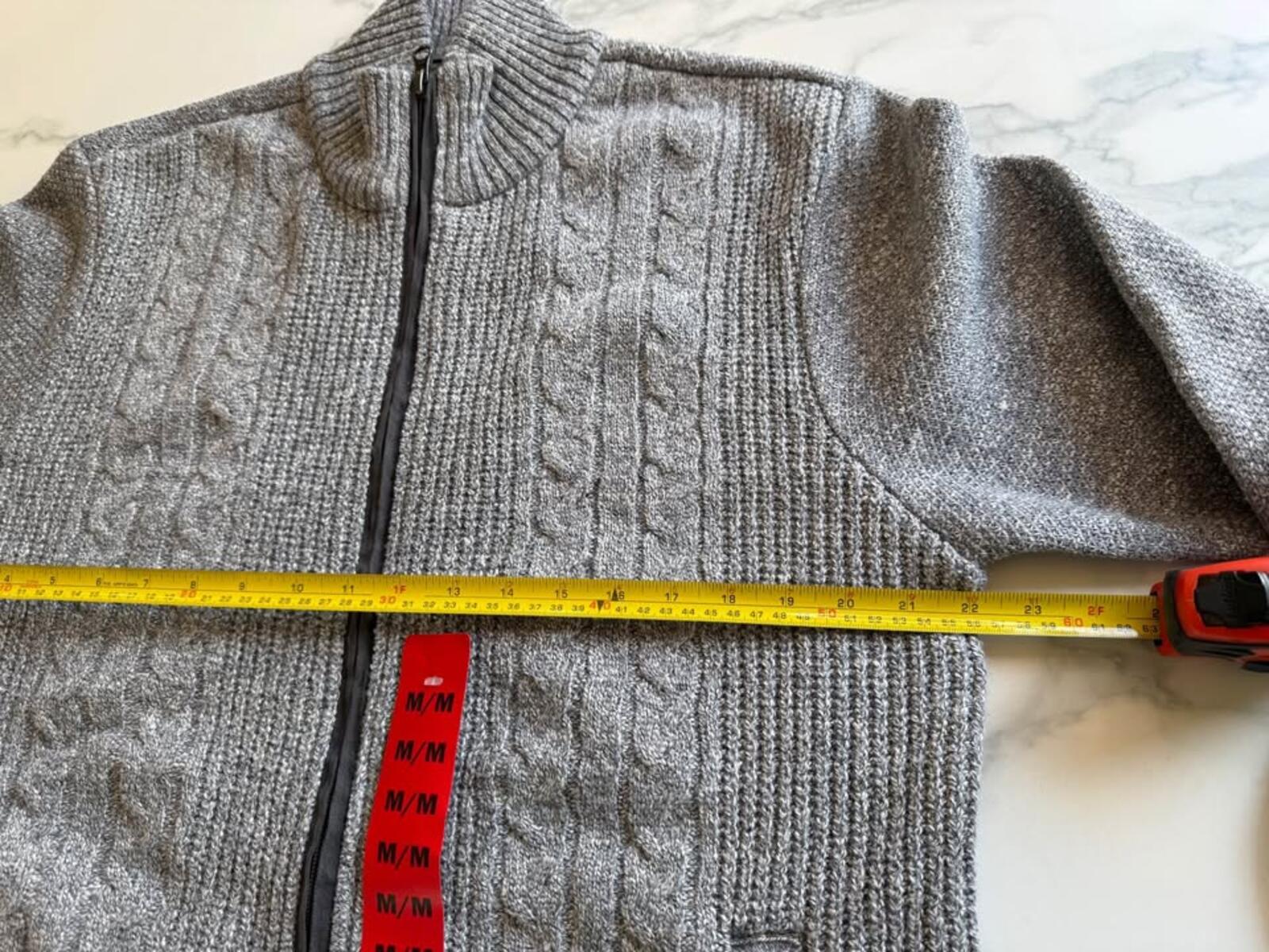Buffalo David Bitton Men's Grey Full-Zip Cable Knit Sweater M/M