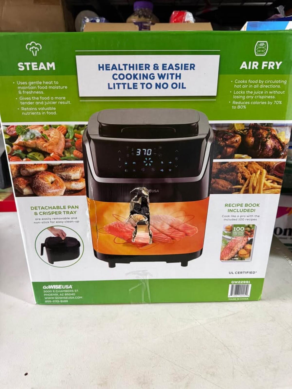 GoWISE USA 7QT Electric Programmable Steam Air Fryer GW22991
