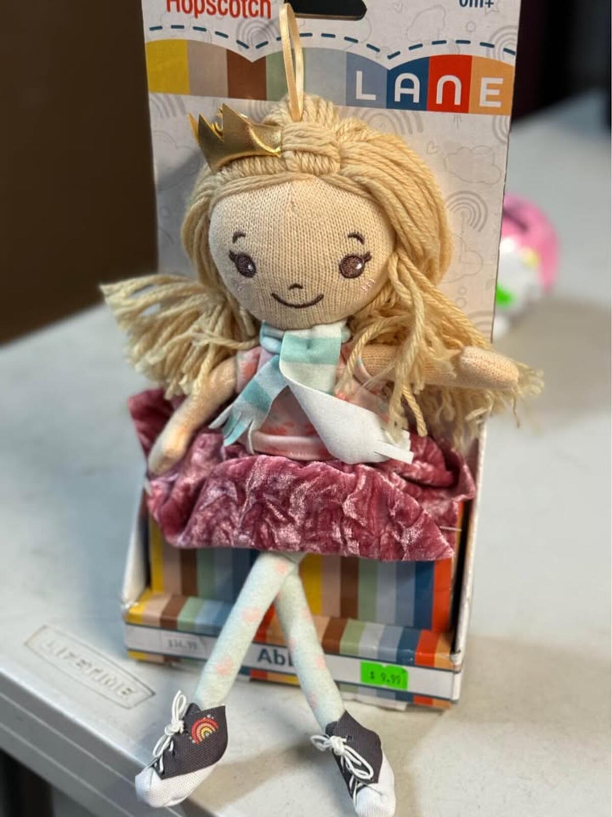 Hopscotch Lane Abby Princess Plush Doll with Crown Rainbow Shoes