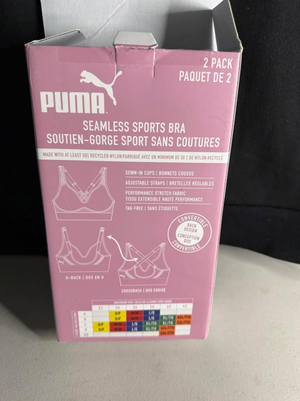 Puma 2 Pack Seamless Sports Bras Pink Grey