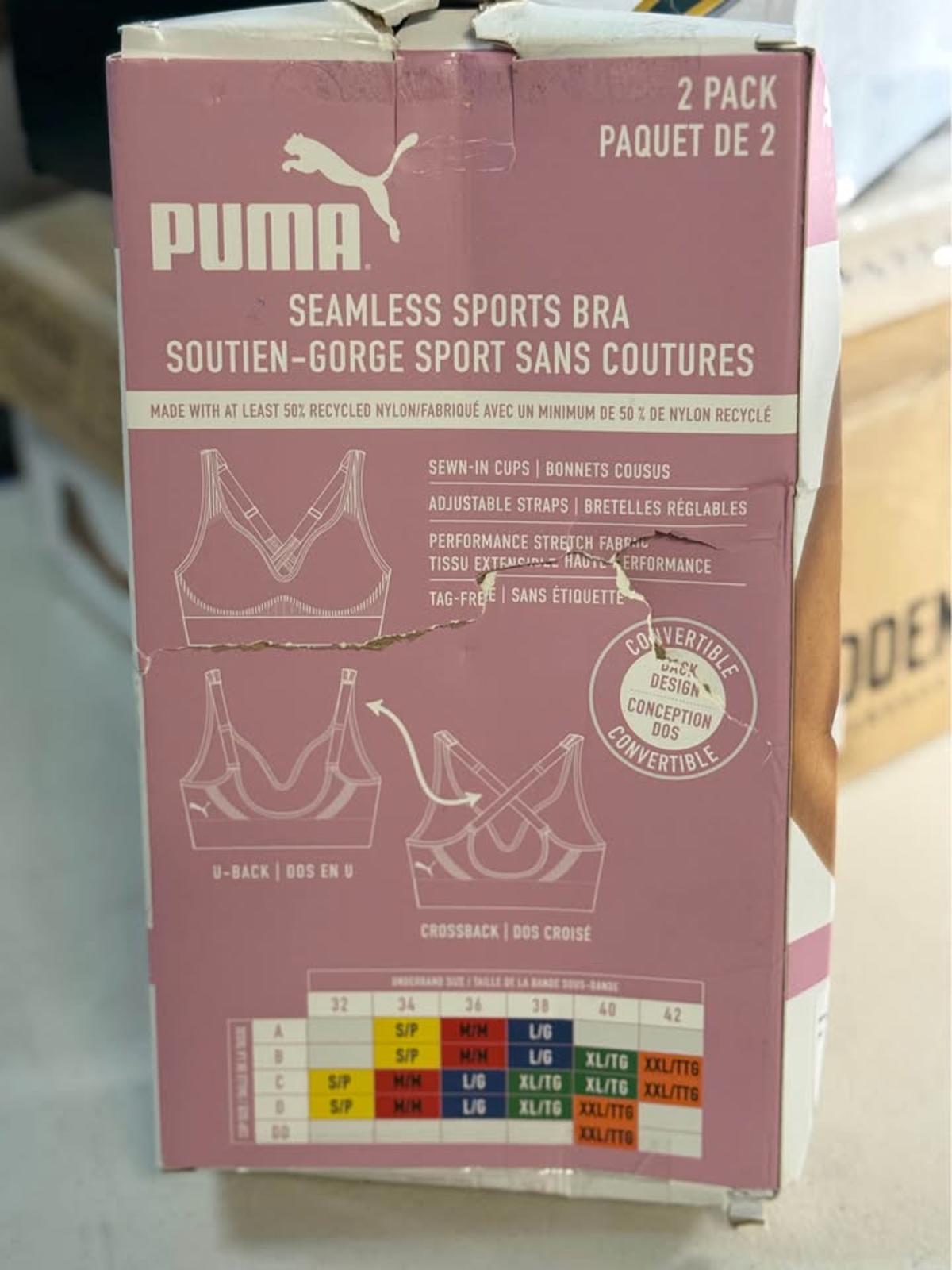 Puma 2 Pack Seamless Sports Bras Small