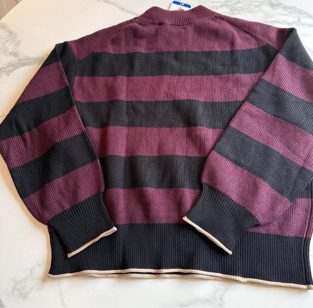 Scotch & Soda Striped Ribbed Mock Neck Sweater L/G